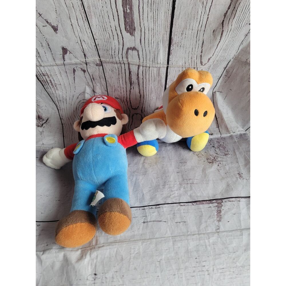 Nintendo Super Mario Bros Stuffed Animal Plush Mario Orange Yoshi